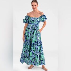 NEW GRETCHEN SCOTT promenade dress in navy vines